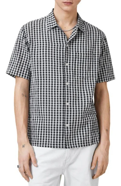 Allsaints Tawney Check Short Sleeve Button-up Shirt In Black