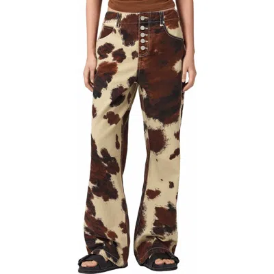 Allsaints Womens Cow Print Tay Cow-print Straight-leg Mid-rise Jeans In Multi
