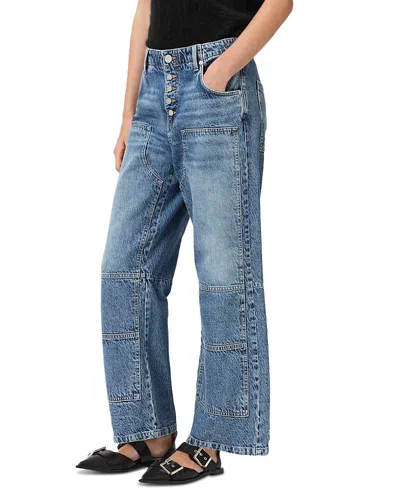 Allsaints Tay Mid Rise Carpenter Jeans In Vintage Indigo In Blue