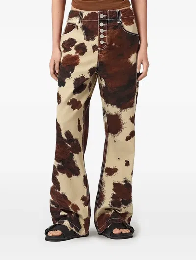 Allsaints Taya Buttoned Cow-print Jeans In Multi