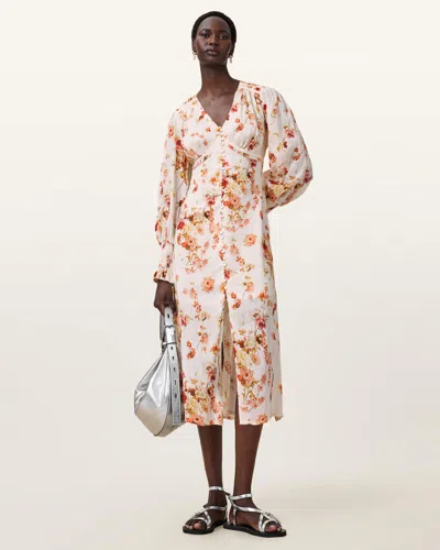 Allsaints Taylen Floral Print Midi Dress,