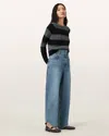 Allsaints Taylor Frayed Barrel Leg Jeans In Blue