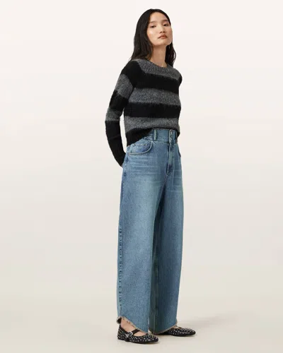Allsaints Taylor Frayed Barrel Leg Jeans In Purple