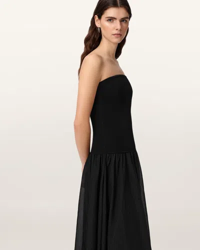 Allsaints Tegan Hybrid Bodycon Maxi Dress In Black
