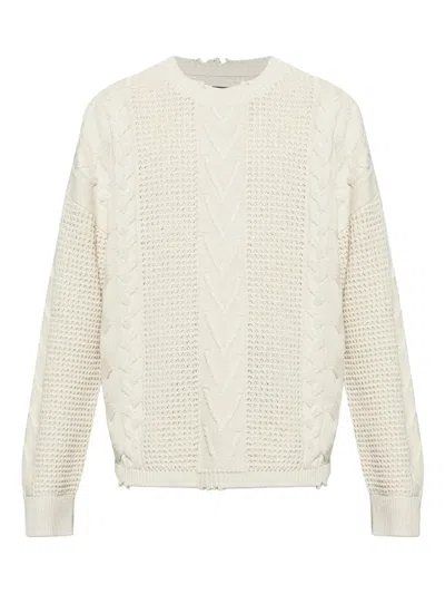 Allsaints Mens Tenter Crewneck Wool And Cotton-blend Jumper Ecru White In Neutral