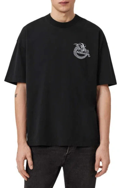 Allsaints Terra Cotton Graphic T-shirt In Black