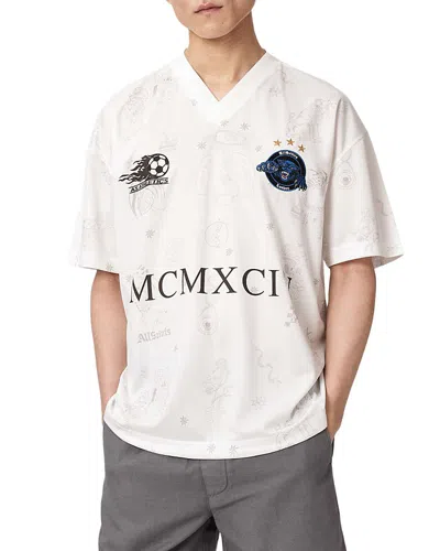 Allsaints Terra Logo Graphic Football Jersey In White