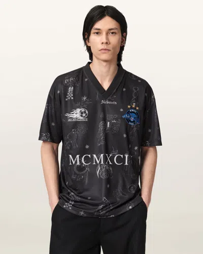 Allsaints Terra Oversized Short Sleeve Soccer Shirt In Black