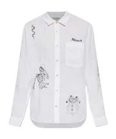 Allsaints Terror Graphic Shirt In White