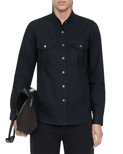 Allsaints Tess Cotton Military Shirt In Black