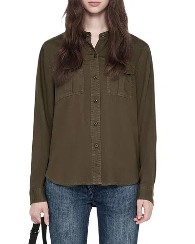 Allsaints Tess Long Sleeve Military Shirt In Brown