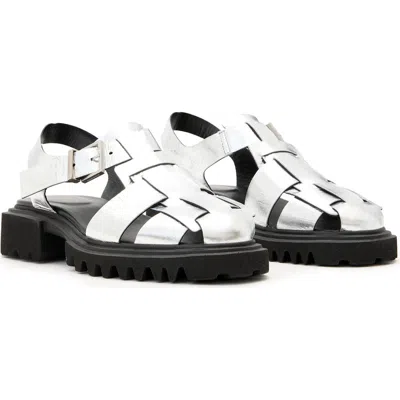 Allsaints Tess Lug Sole Fisherman Sandal In Silver