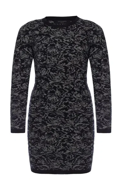 Allsaints Textured Knit Mini Dress In Black