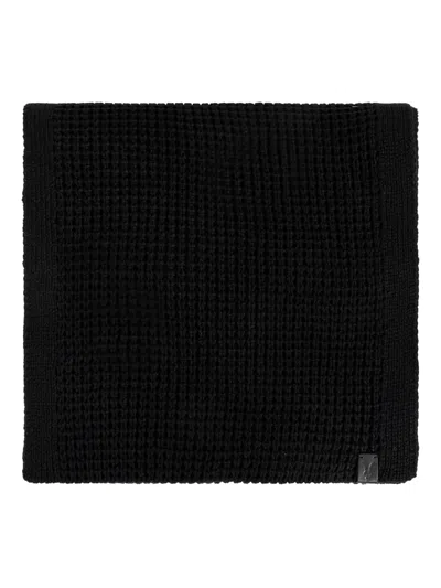 Allsaints Textured Logo-plaque Scarf In Purple