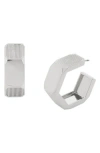 Allsaints Textured Medium Hexagon Hoop Earrings