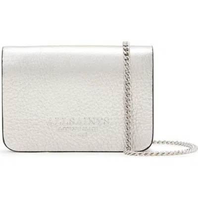 Allsaints The Honore Leather Cardholder In Silver