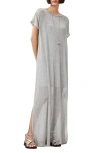 Allsaints Thea Sparkle Sheer Cotton Blend Maxi Dress In Gray