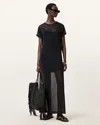 Allsaints Thea Sparkle Sheer Maxi Dress In Black