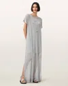 Allsaints Thea Sparkle Sheer Cotton Blend Maxi Dress In Gray