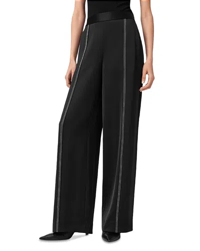 Allsaints Theah Topstitch Wide Leg Pants In Black
