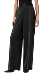 Allsaints Theah Topstitch Wide Leg Pants In Black