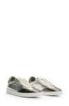 Allsaints Womens Silverthelma Logo-embossed Metallic Leather Low-top Trainers In Silver Multi