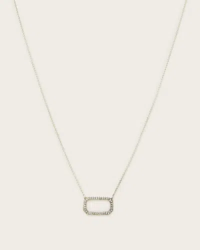 Allsaints Tia Crystal Pave Necklace In Warm Silver