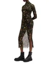 Allsaints Tia Mesh Printed Midi Dress In Kateri Hazel Brown