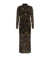 Allsaints Womens Kateri Hazel B Tia Graphic-print Long-sleeve Stretch-mesh Midi Dress In Brown