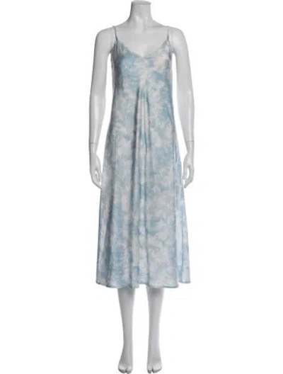 Pre-owned Allsaints Tie-dye Print Long Dress In Blue