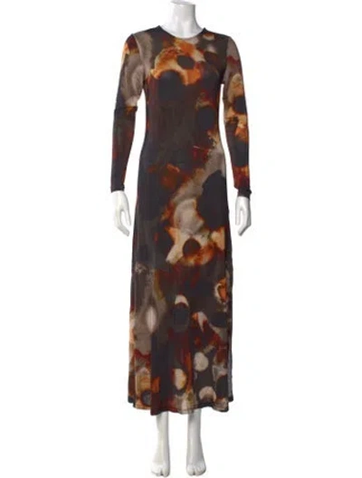 Pre-owned Allsaints Tie-dye Print Long Dress In Brown