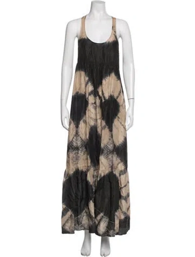Pre-owned Allsaints Tie-dye Print Long Dress In Grey/neutrals