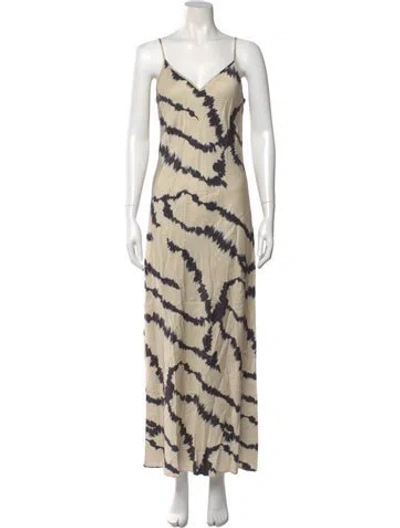 Pre-owned Allsaints Tie-dye Print Long Dress In Neutral