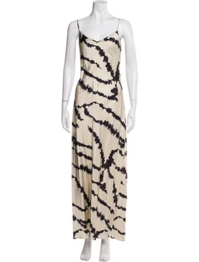 Pre-owned Allsaints Tie-dye Print Long Dress In Neutral
