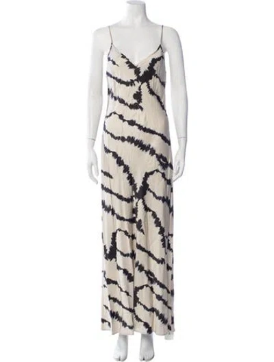 Pre-owned Allsaints Tie-dye Print Long Dress In Neutrals