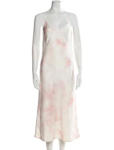 Pre-owned Allsaints Tie-dye Print Long Dress In Pink