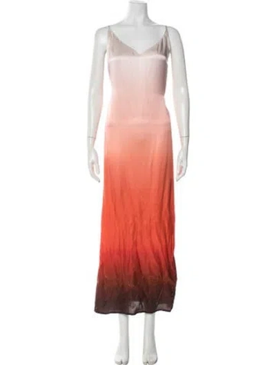 Pre-owned Allsaints Tie-dye Print Long Dress In Pink