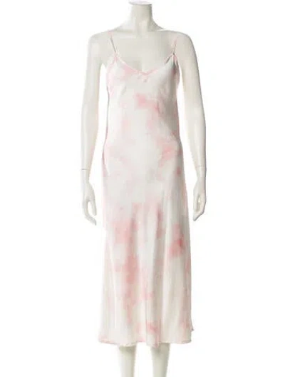 Pre-owned Allsaints Tie-dye Print Long Dress In White