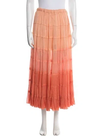 Pre-owned Allsaints Tie-dye Print Long Skirt In Orange