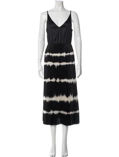Pre-owned Allsaints Tie-dye Print Midi Length Dress In Black