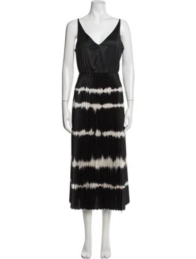 Pre-owned Allsaints Tie-dye Print Midi Length Dress In Black