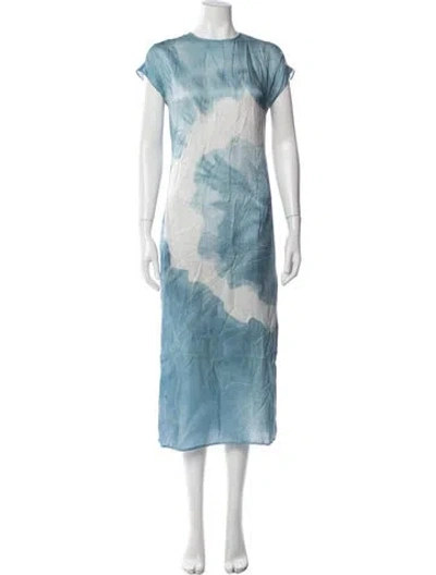 Pre-owned Allsaints Tie-dye Print Midi Length Dress In Blue