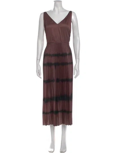 Pre-owned Allsaints Tie-dye Print Midi Length Dress In Brown