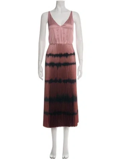 Pre-owned Allsaints Tie-dye Print Midi Length Dress In Brown