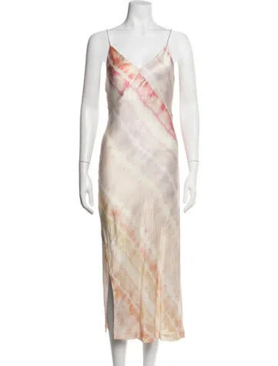 Pre-owned Allsaints Tie-dye Print Midi Length Dress In Multicolor