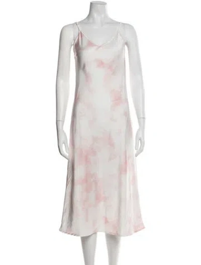 Pre-owned Allsaints Tie-dye Print Midi Length Dress In Pink