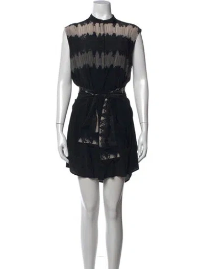 Pre-owned Allsaints Tie-dye Print Mini Dress In Black