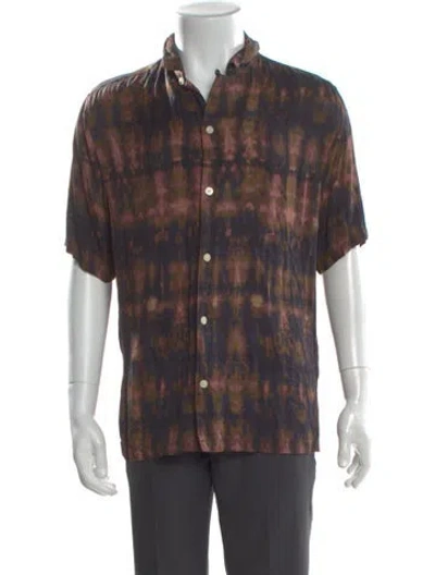 Pre-owned Allsaints Tie-dye Print Short Sleeve Shirt In Brown