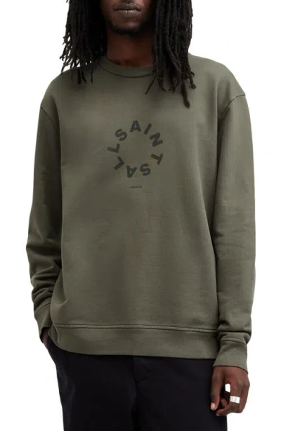 Allsaints Tierra Cotton Graphic Sweatshirt In Thyme Green