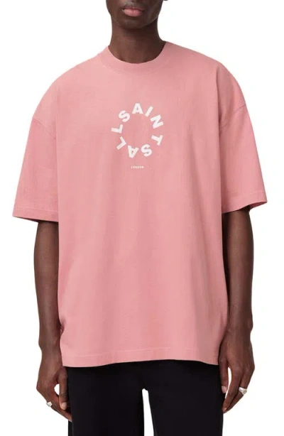 Allsaints Tierra Cotton Graphic T-shirt In Amara Pink